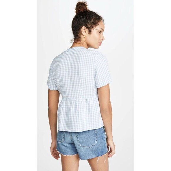 Rails Tess Plaid Top in Sky Gingham Tie Front Top Small Blue Small - Picture 2 of 6